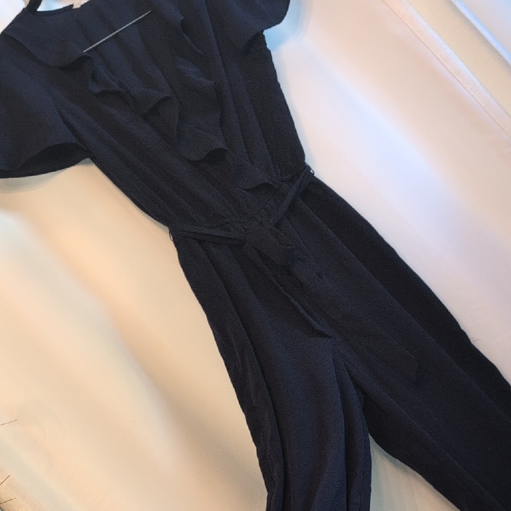 Kingston Navy Ruffle Jumpsuit
